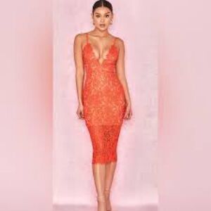 House of CB Edeta Lace Plunge Dress